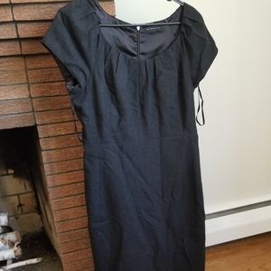 Knee length, wool black sheath dress